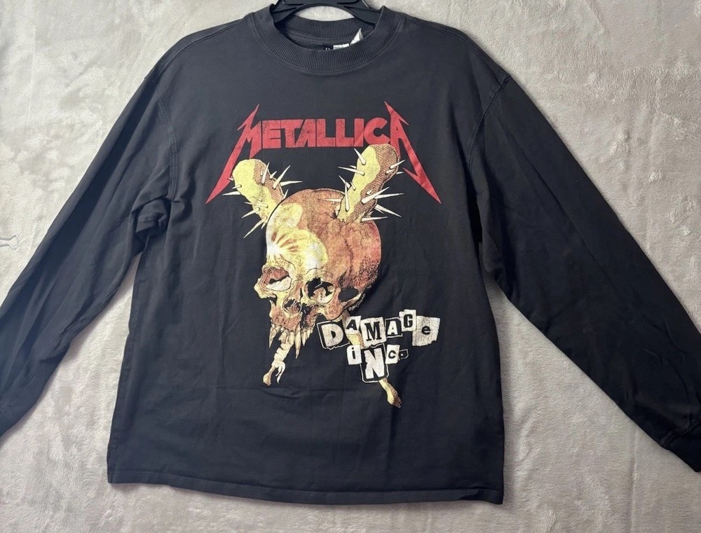 Metallica Damage Inc Skull Long Sleeve Shirt Mens S Black Band Tee Rock Metal