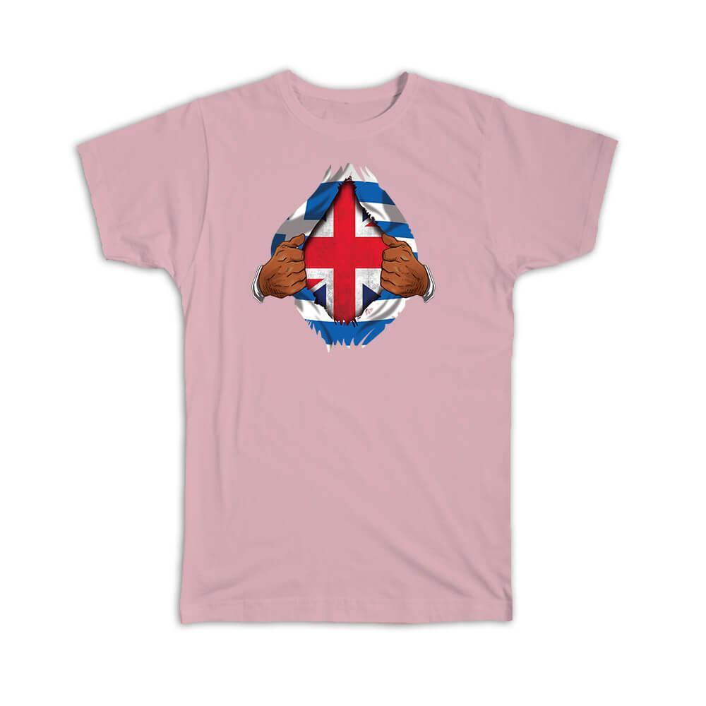 UK Greek Flag Chest British Gift T-Shirt