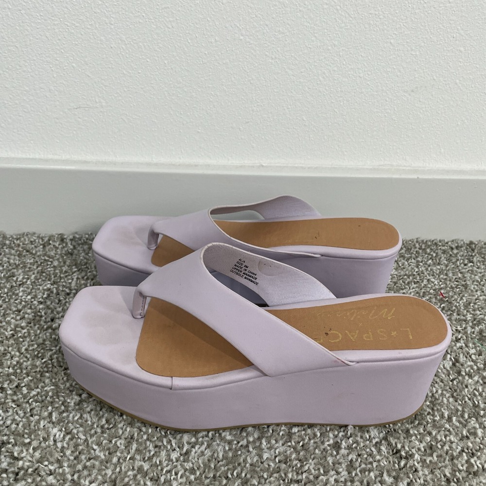 LSpace x Matisse Lilac Wedge Thong Sandals Women Size 9 Resort Vacation Slip On