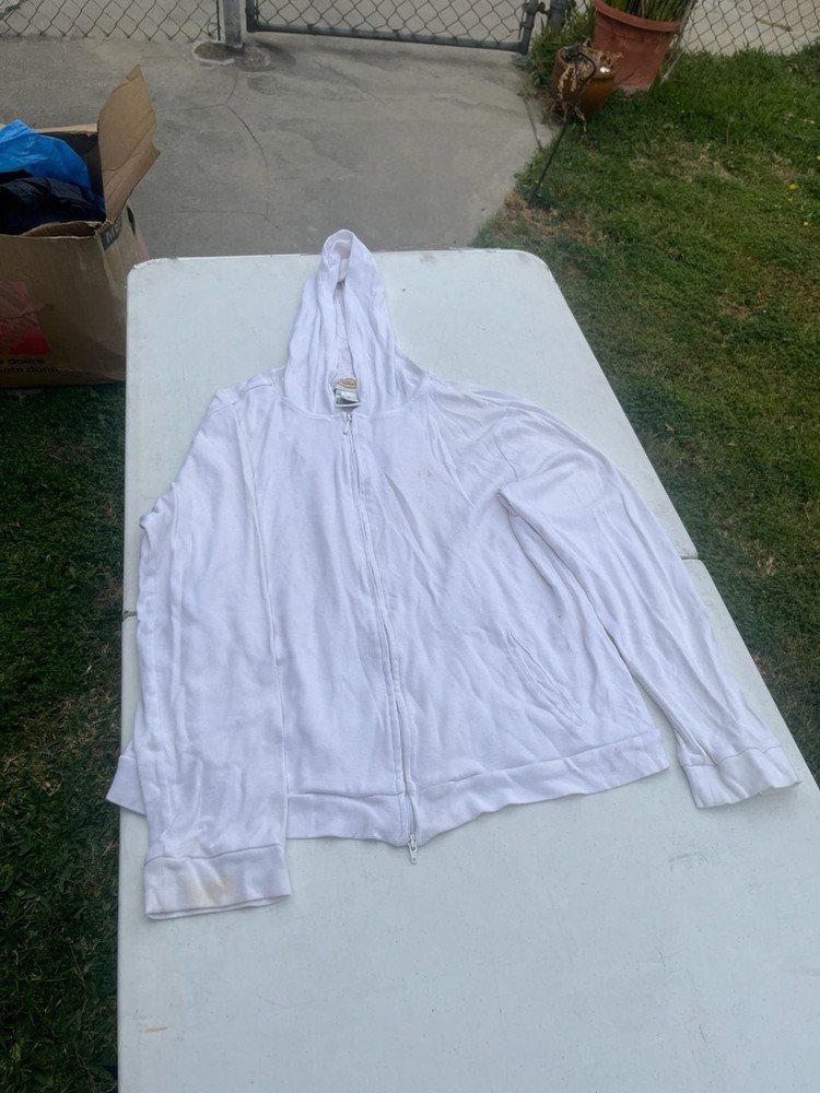 Talbots White Full-Zip Cotton Hoodie Size Large