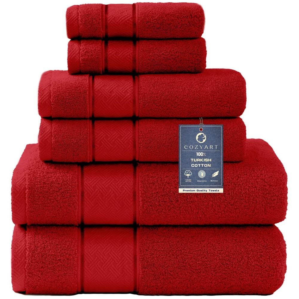 Turkish Cotton Bath Towel Set - 6-Piece 650GSM Soft Hotel Quality