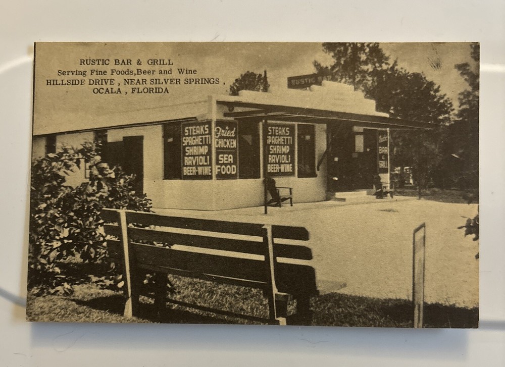 RARE Rustic Bar & Grill Hillside Dr Near Silver Springs Ocala Florida Postcard