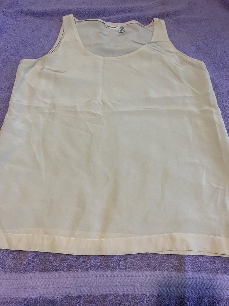 Omanti 100% Silk Tank Top - Size 6 - Cream- Lightweight Made in Hong Kong