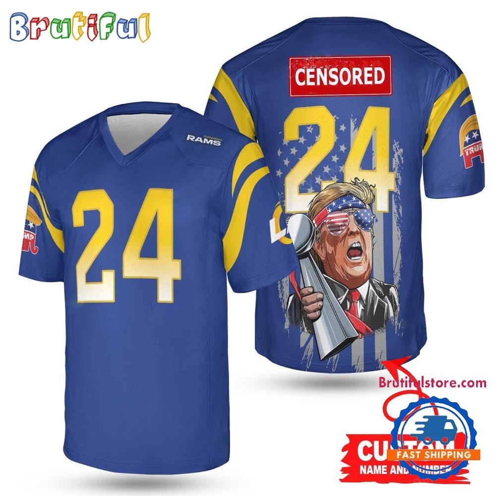 Los Angeles Rams Donald Trump Super Bowl Trophy Football Jersey