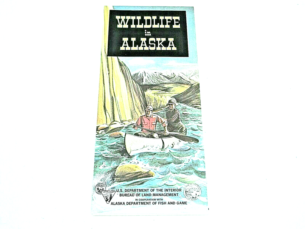 Vintage Alaska Wildlife Map Poster Undated Pre-1983 Illustrated Animals