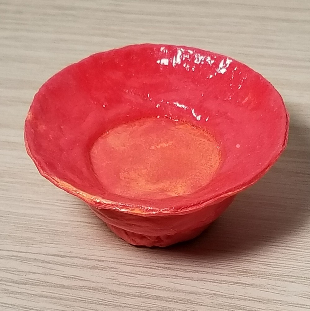 Lovely miniature red & orange marbled Fruit Bowl dollhouse kitchen display decor