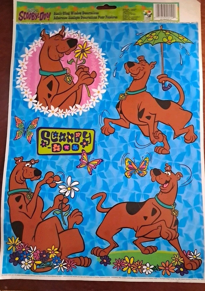 SCOOBY DOO Static Cling Window Decorations NEW Reusable 2000