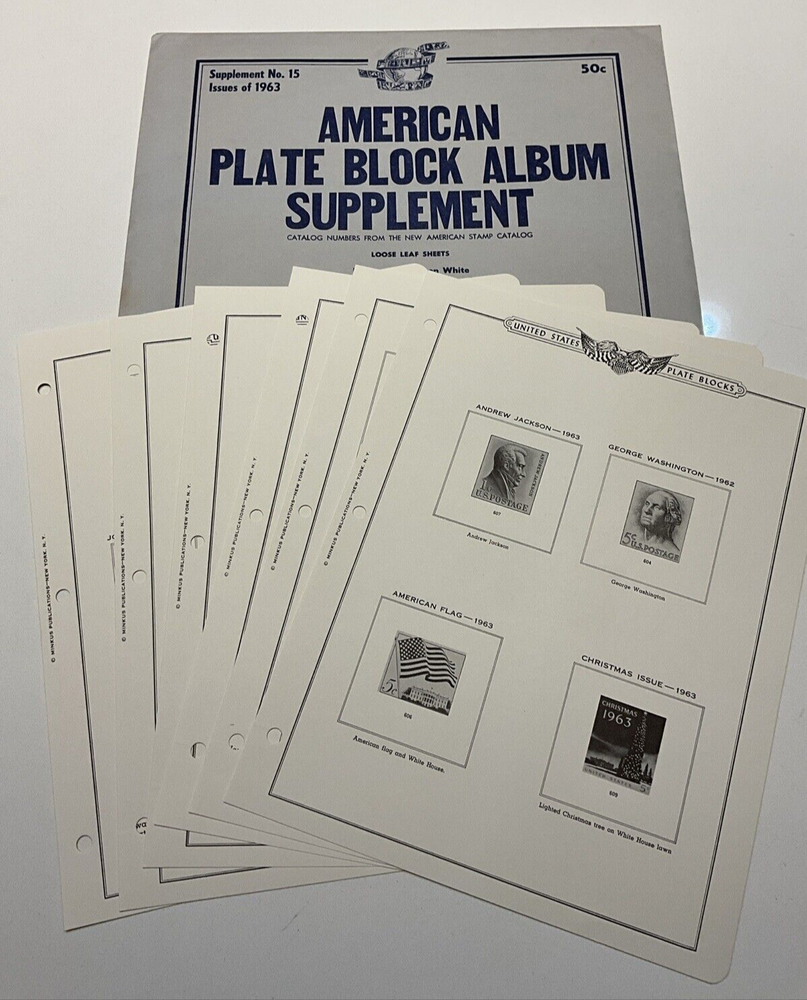 Minkus American Commemorative Supplement No. 14 Issues of 1962 Stamp Album Pages