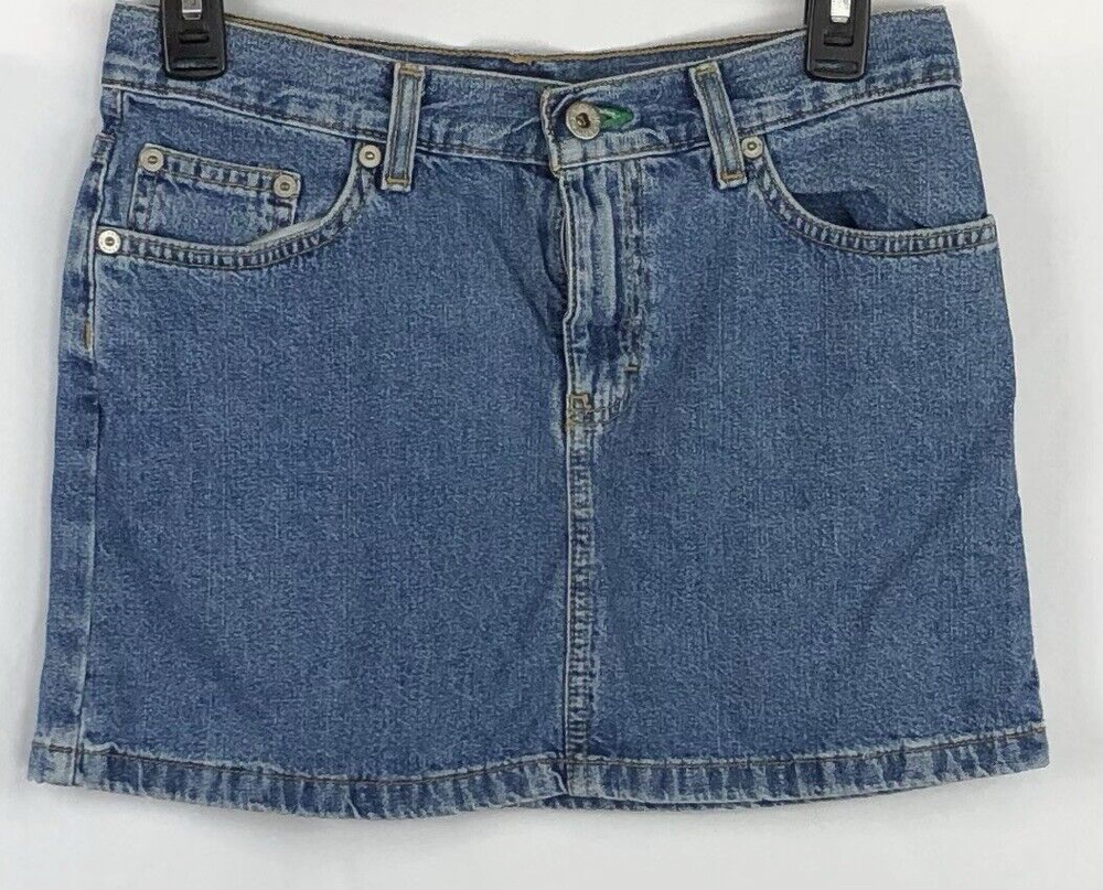 Vtg Tommy jeans Hilfiger mini jean skirt 5 blue denim 5 pocket flagbelt hip 2002