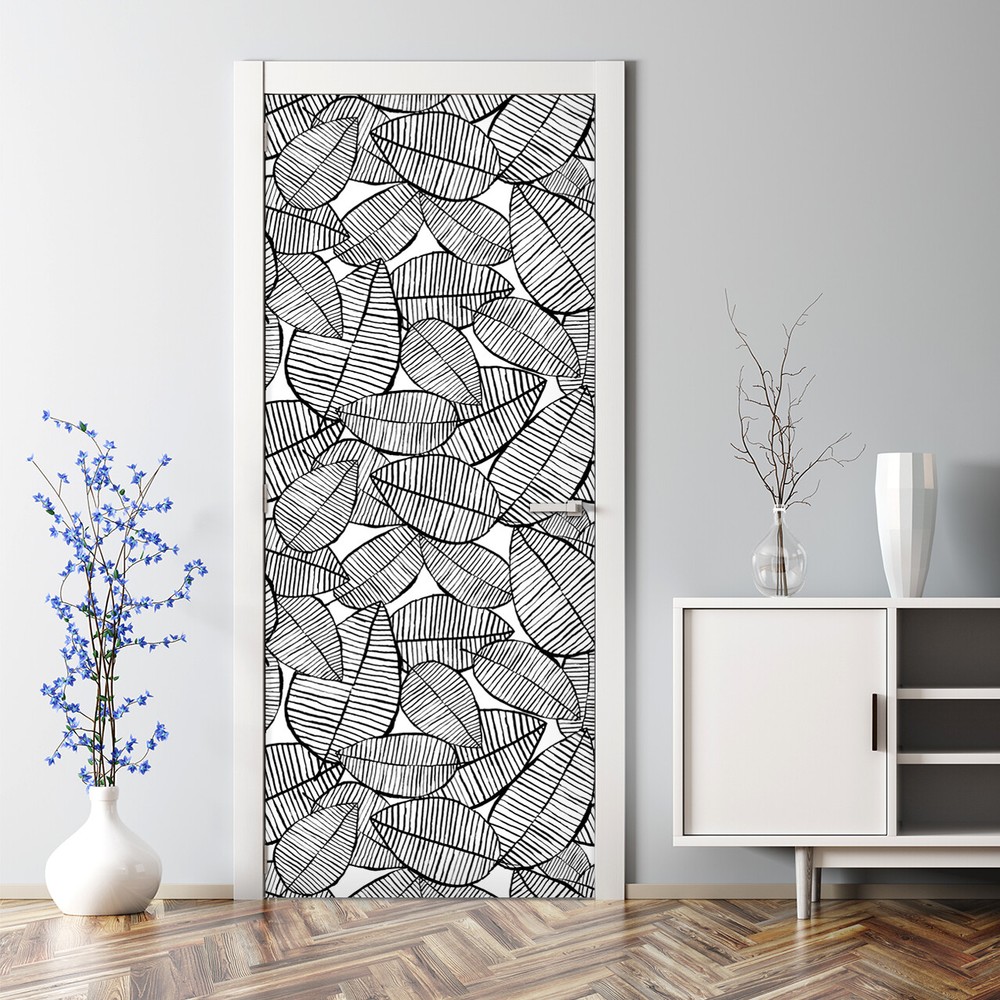 Tropical Leaves Bubble Free Door sticker pattern Leaf Geometric Decal Modern