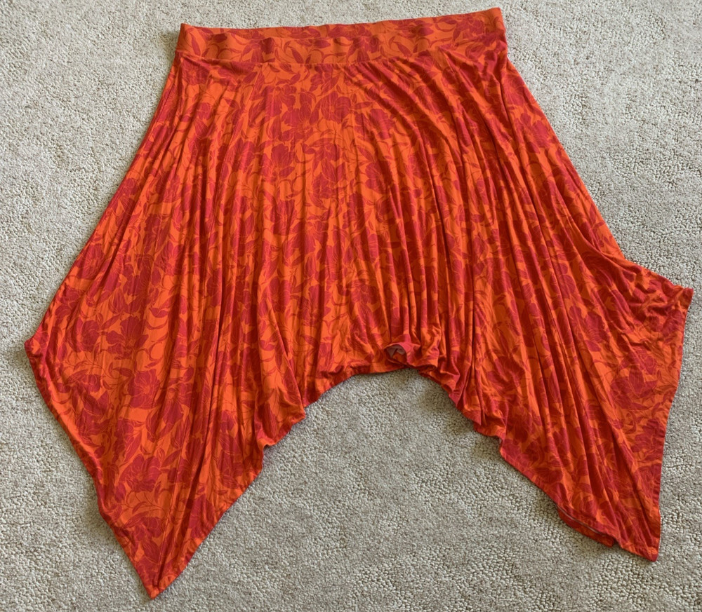 Torrid Skirt Plus Size 5 Floral Handkerchief Hem Maxi orange pink