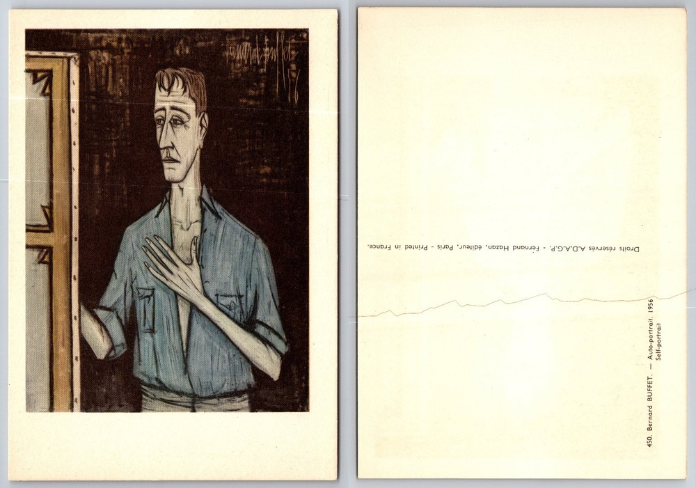 Bernard Buffet 1956 Self-portrait Auto-portrait French Modern Art Postcard