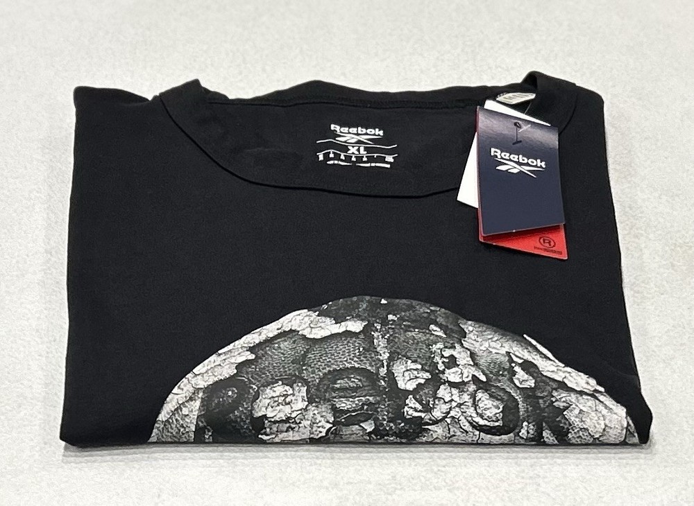 Reebok Men's Regular Fit Short Sleeve Graphic Hoopwear T-Shirt, Black, XL