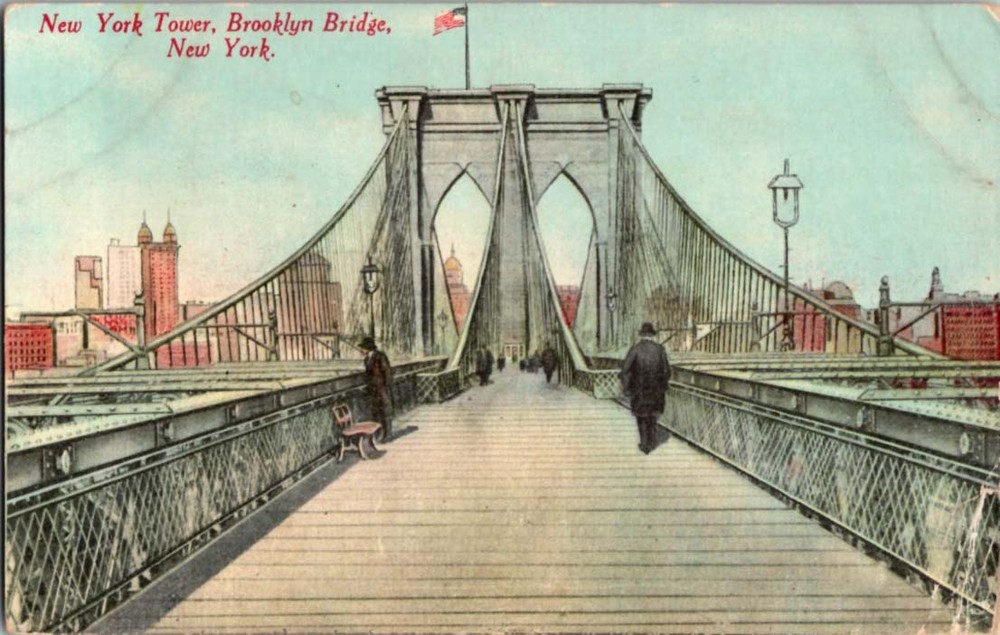 Divided-Back BRIDGE SCENE Brooklyn & Manhattan - New York City NY m/14 BC0333