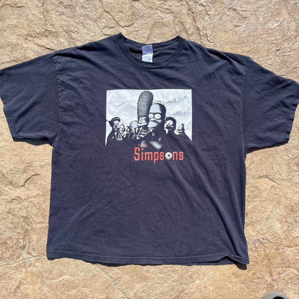 Vintage Y2K The Simpsons Sopranos Spoof Black Large T-Shirt