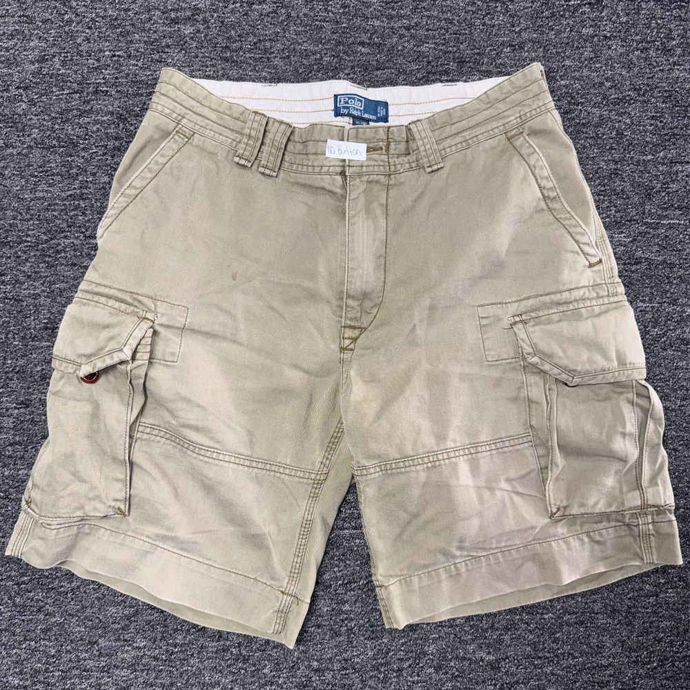 Vintage Polo Ralph Lauren Cargo Khaki Outdoor Pocket Shorts Mens Sz 34 Off Gray