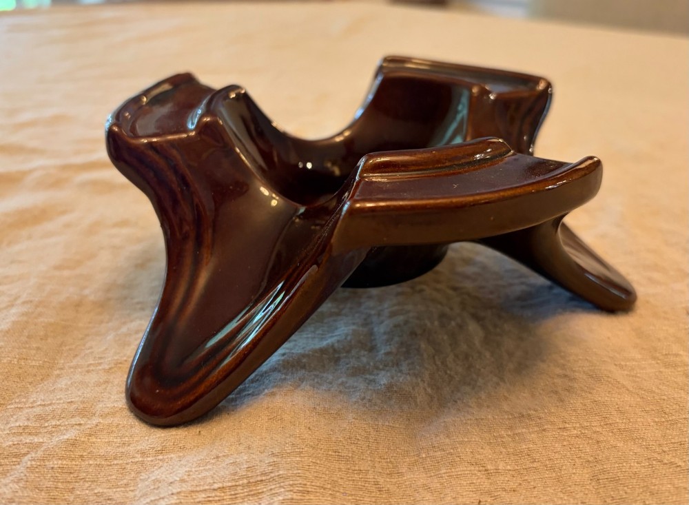 Vintage MidMod USA Brown Glazed Pottery Tea Light Candle Warmer Holder