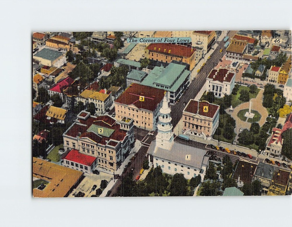Postcard The Corner of Four Laws Charleston South Carolina USA