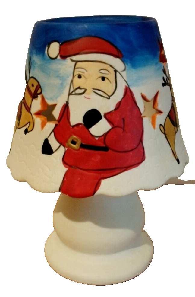 Votive Candle Holder Santa & Reindeers Votive Light Ceramic Candle Holder