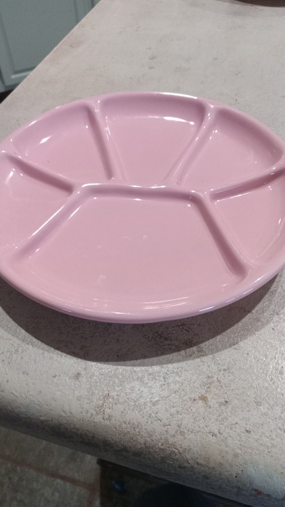 Set Of 4 Pink Williams Sonoma 8 In Divided Plates Fondue/Appetizer/sushi