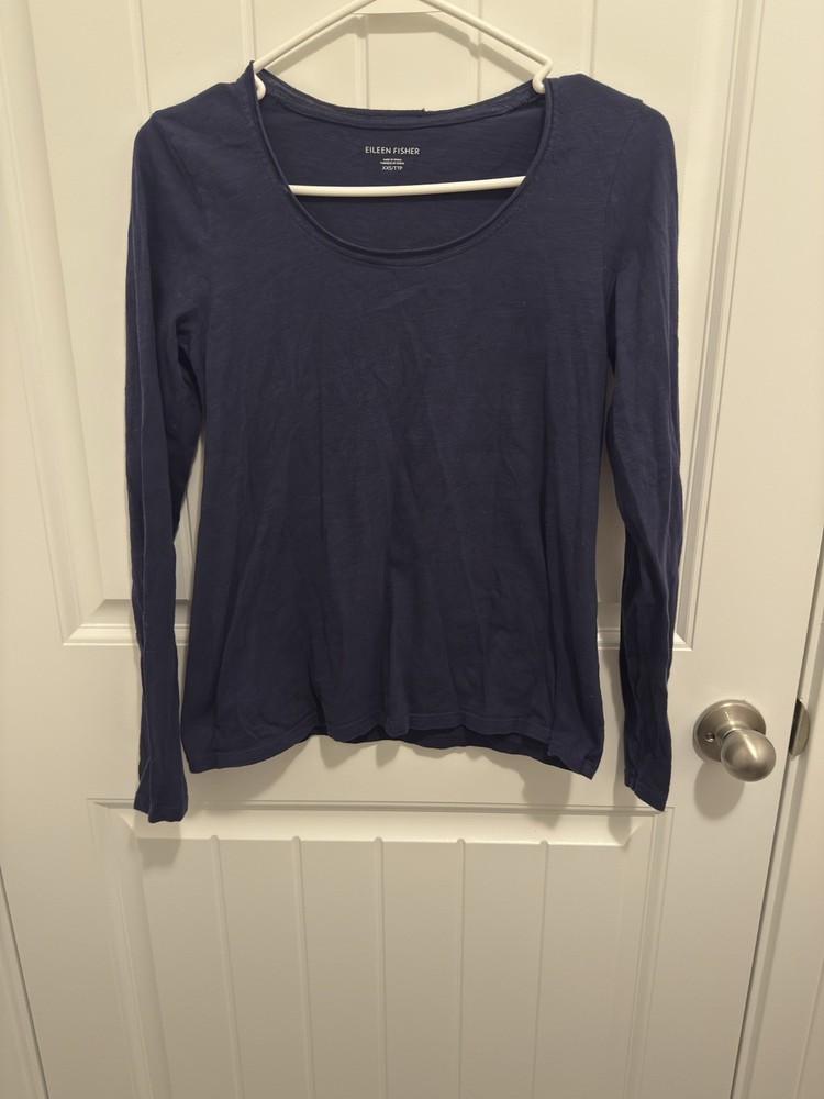 Eileen Fisher Women’s Long Sleeve Basic Tee Navy Size XXS