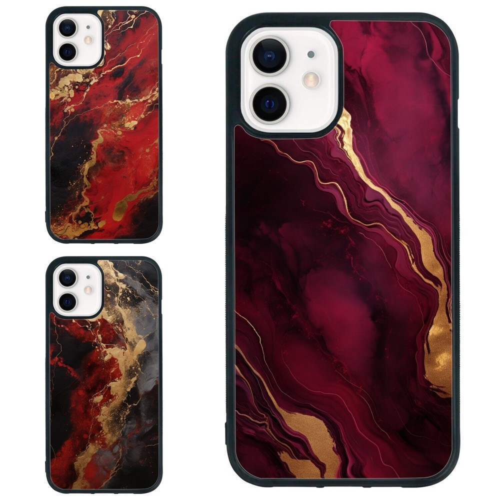 For iPhone XS XR 6 7 8 Plus SE 2nd 3rd gold tones marbleized black Hybrid Covers