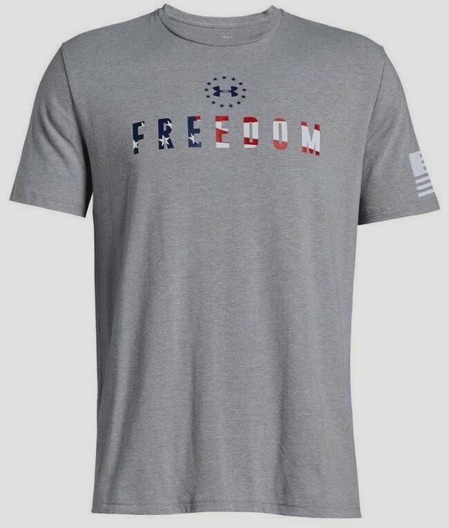 Under Armour Shirt, Men's Medium, Gray, Freedom Chest UA Flag, New with Tags