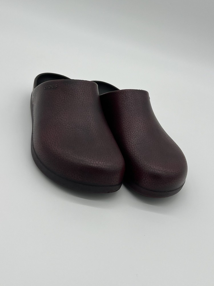 Crocs Dylan Men's Size 11 Burnished Clogs Dark Cherry Comfort Loafer Slides