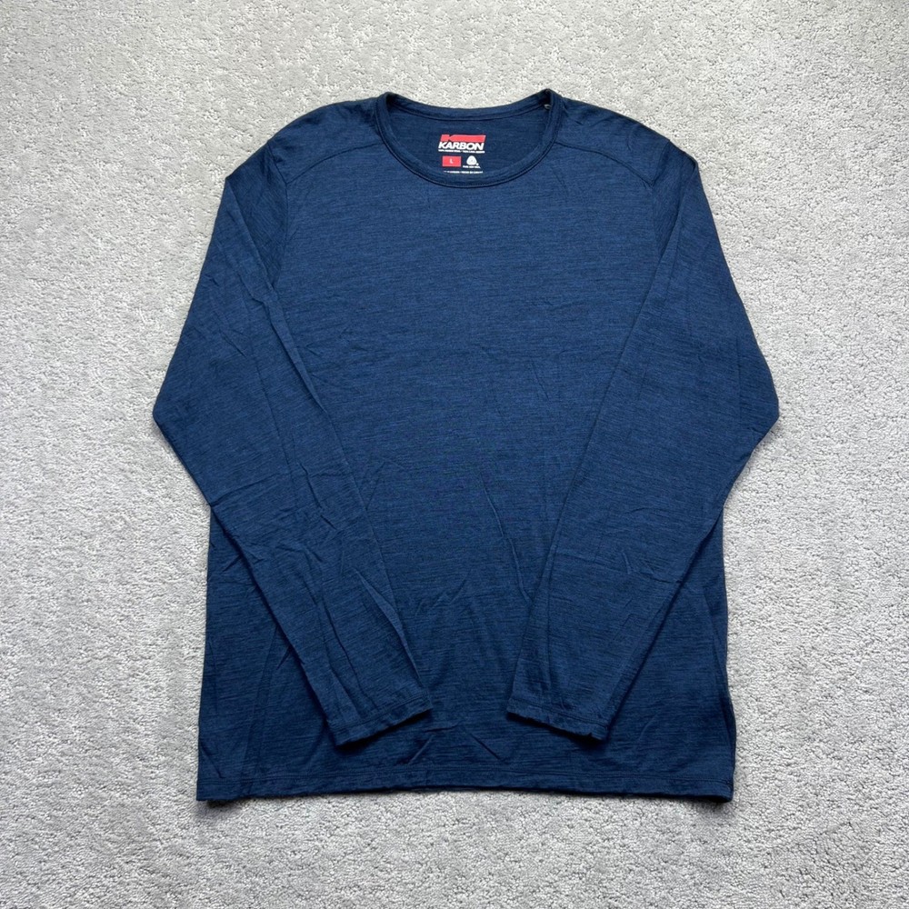 Karbon Base Layer Shirt Mens Large Blue 100% Merino Wool Long Sleeve Canada
