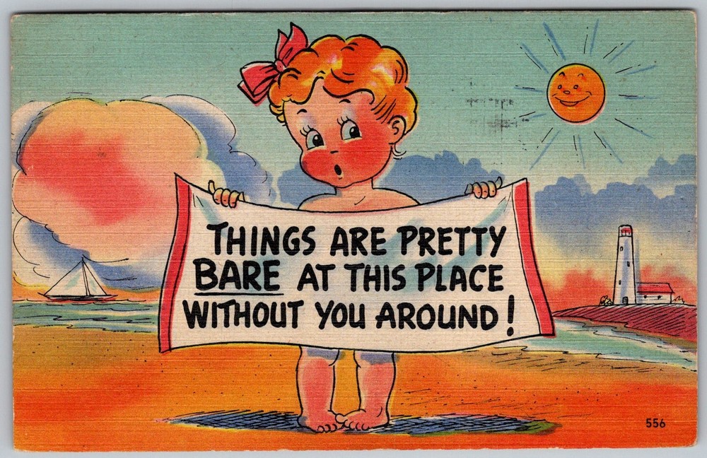 Vtg Linen Postcard Baby Banner Buffalo, NY 1950s
