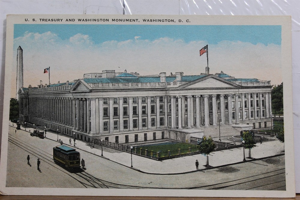 Washington DC Monument US Treasury Postcard Old Vintage Card View Standard Post
