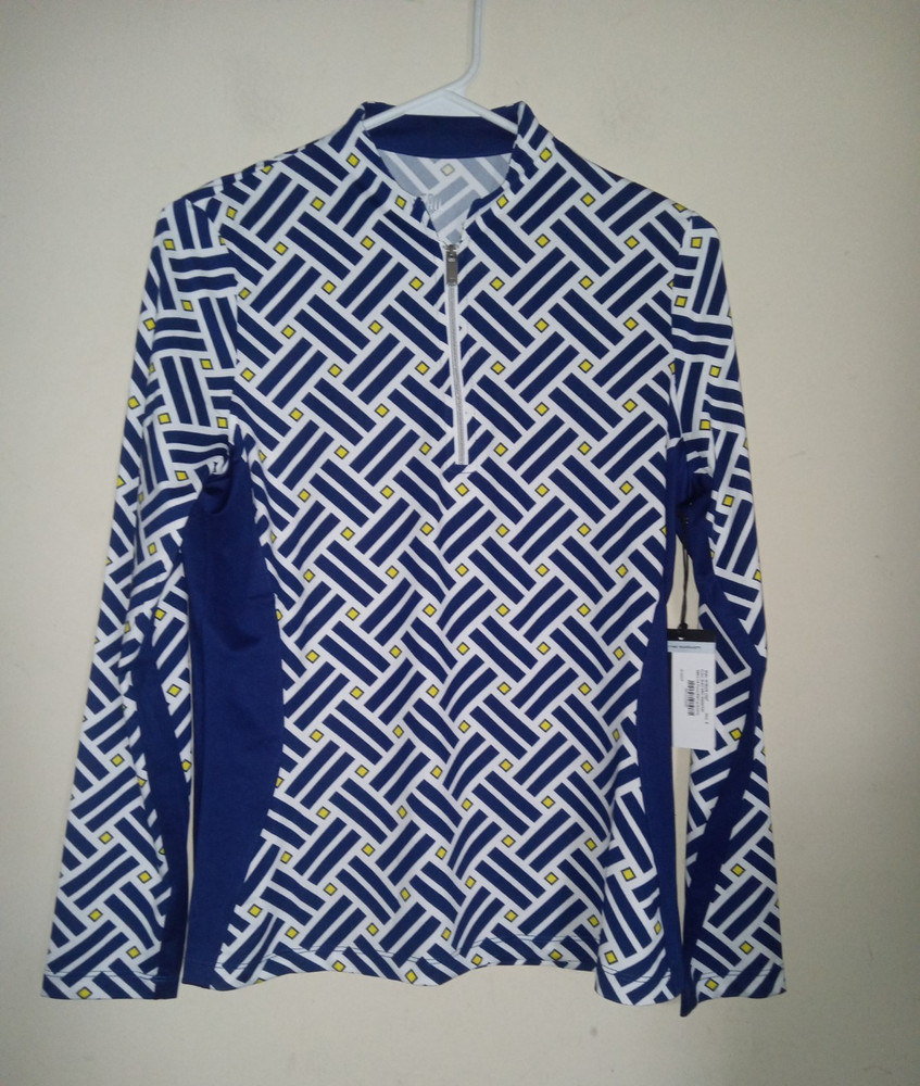 Tail  Women's Golf Shirt Small Long Sleeve 1/4 Zip Lifestyle Blue Yellow