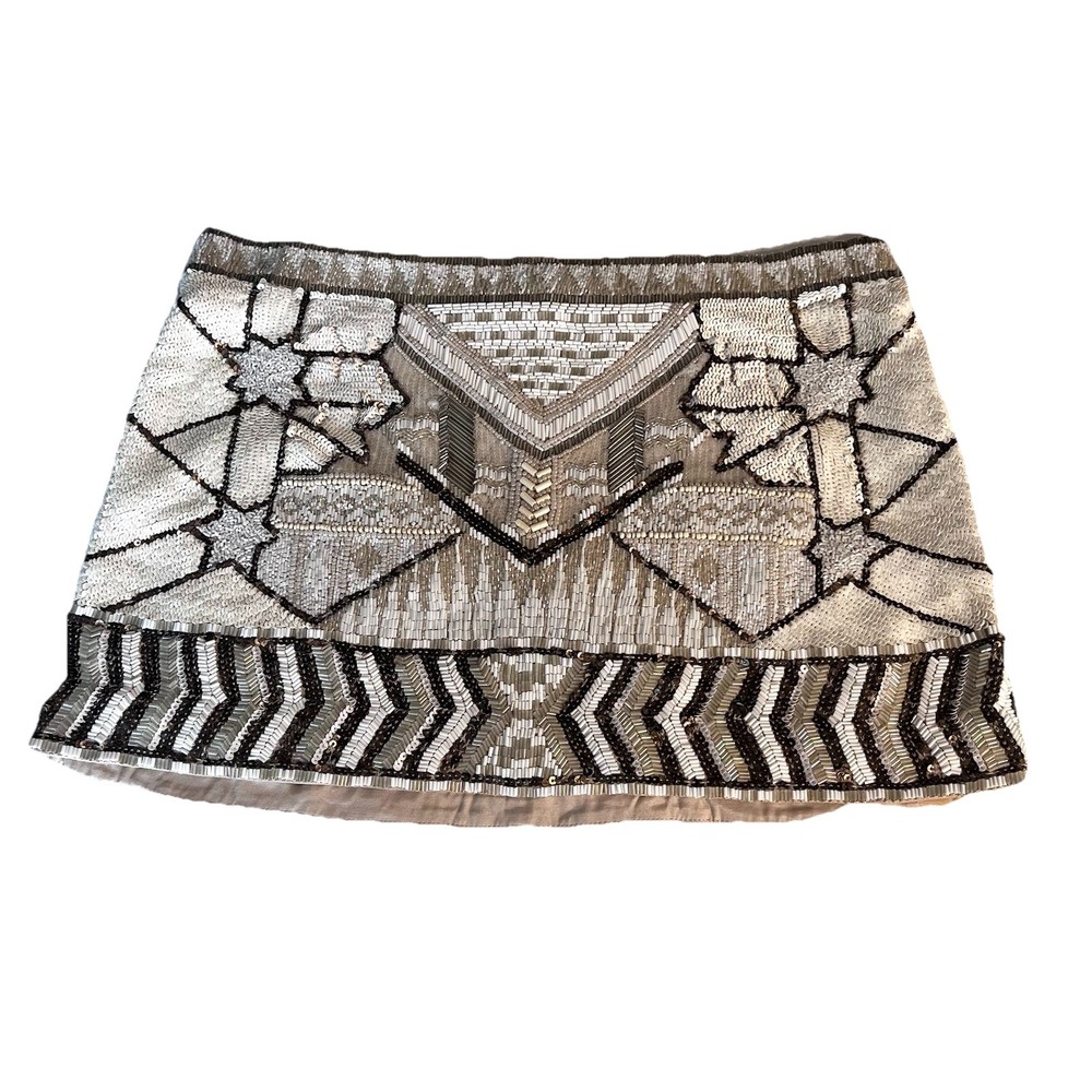 All Saints Women’s Newaz Skirt Size US 6 Sequins Mini Skirt  Ivory Festival NWT