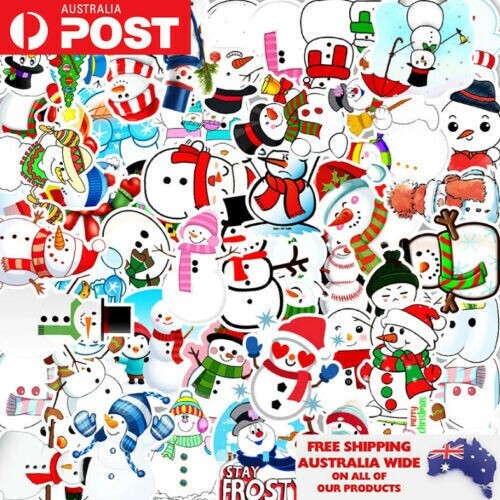 50pcs Cartoon Christmas Snowman Sticker Pack Waterproof Graffiti Phone Decal