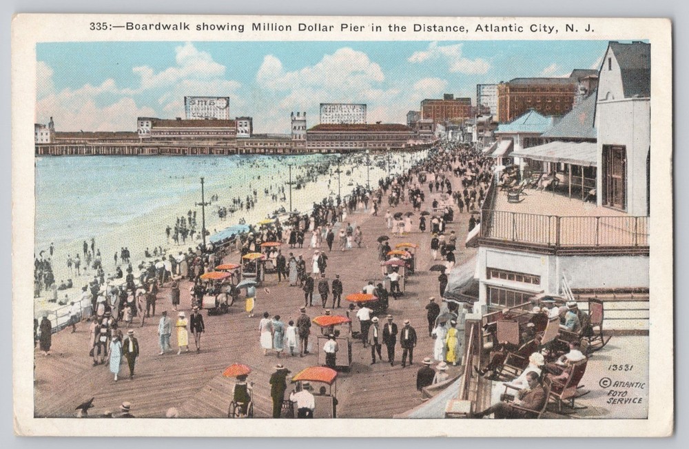 Boardwalk Million Dollar Pier Atlantic City New Jersey NJ c1920 Vintage Postcard