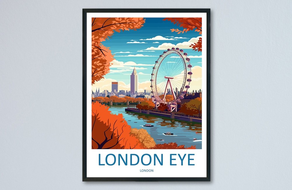 London Eye Travel Print Wall Art London Eye Wall Hanging Home Dcor London Gift