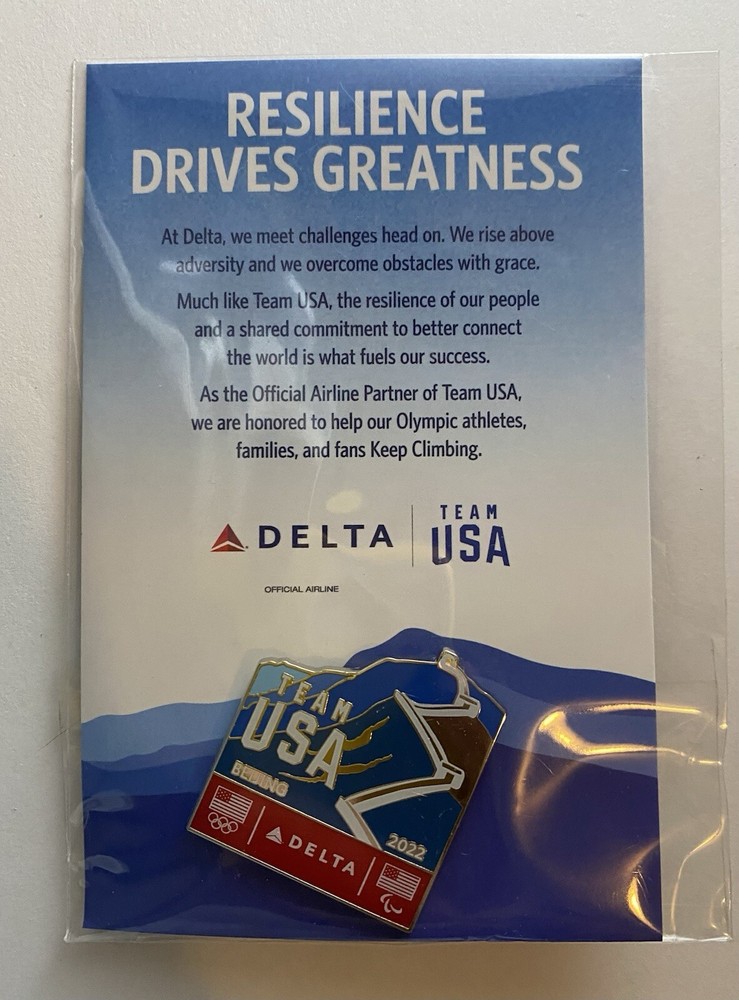 2022 Beijing Winter Olympics Team USA Delta Airlines Wall of China Lapel Pin