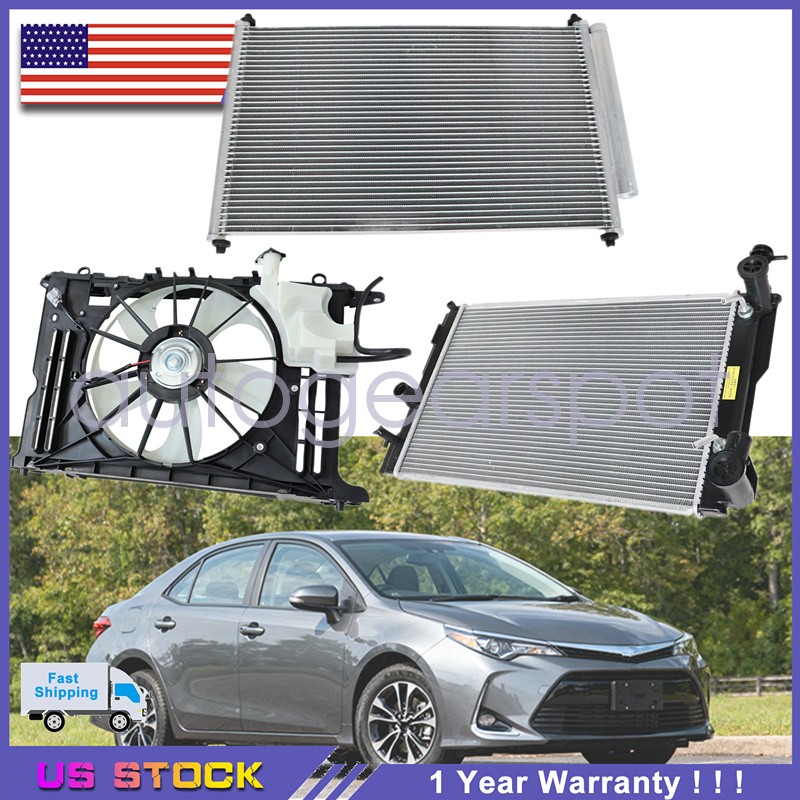 Fits for 2014-2019 Toyota Corolla 1.8L 2.0L 3x Radiator AC Condenser and Fan
