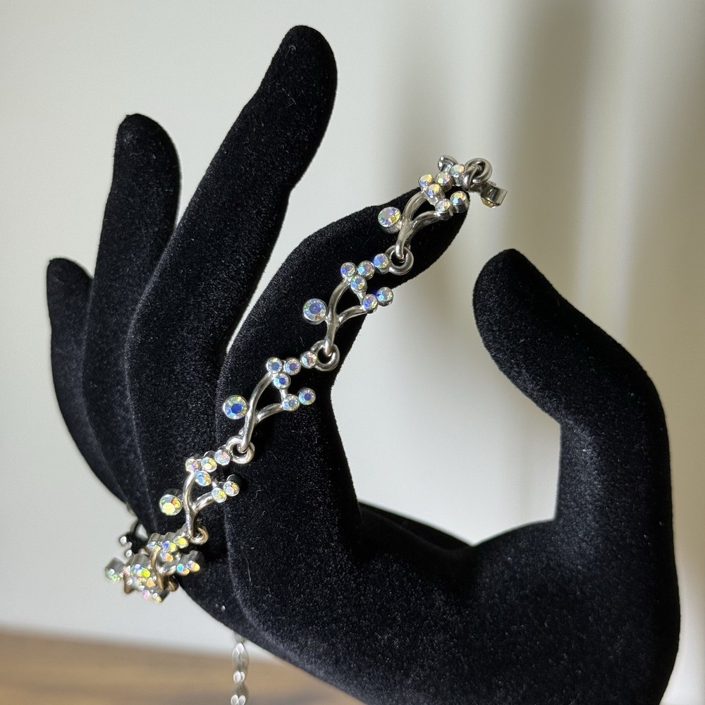 Kirks Folly Bracelet / Anklet Silver Toned Sparkly Rhinestones