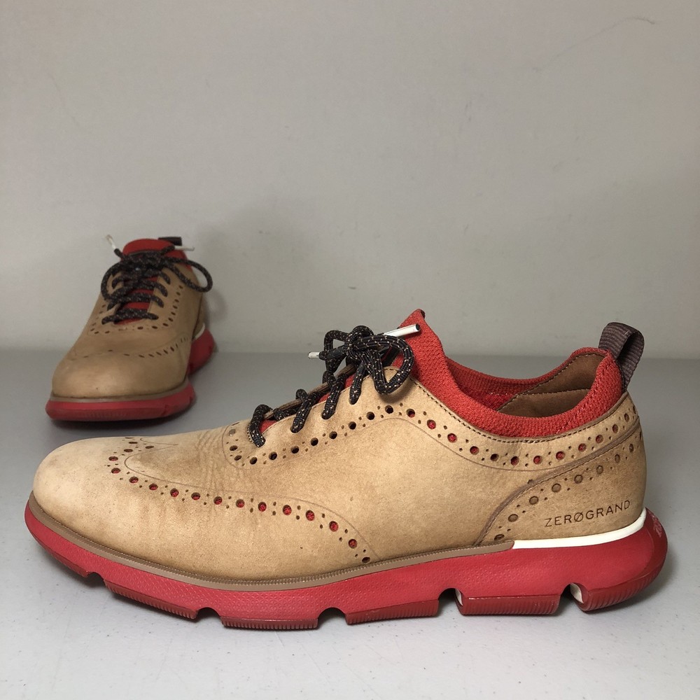 Cole Haan 4.Zerogrand Wingtip Oxford Shoes Men’s 9 M Tan Orange Nubuck Leather