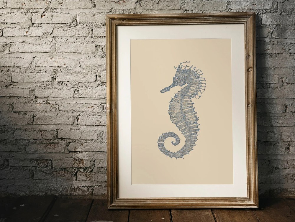 Seahorse Minimalist Wall Art Poster Premium Quality Choose your Size