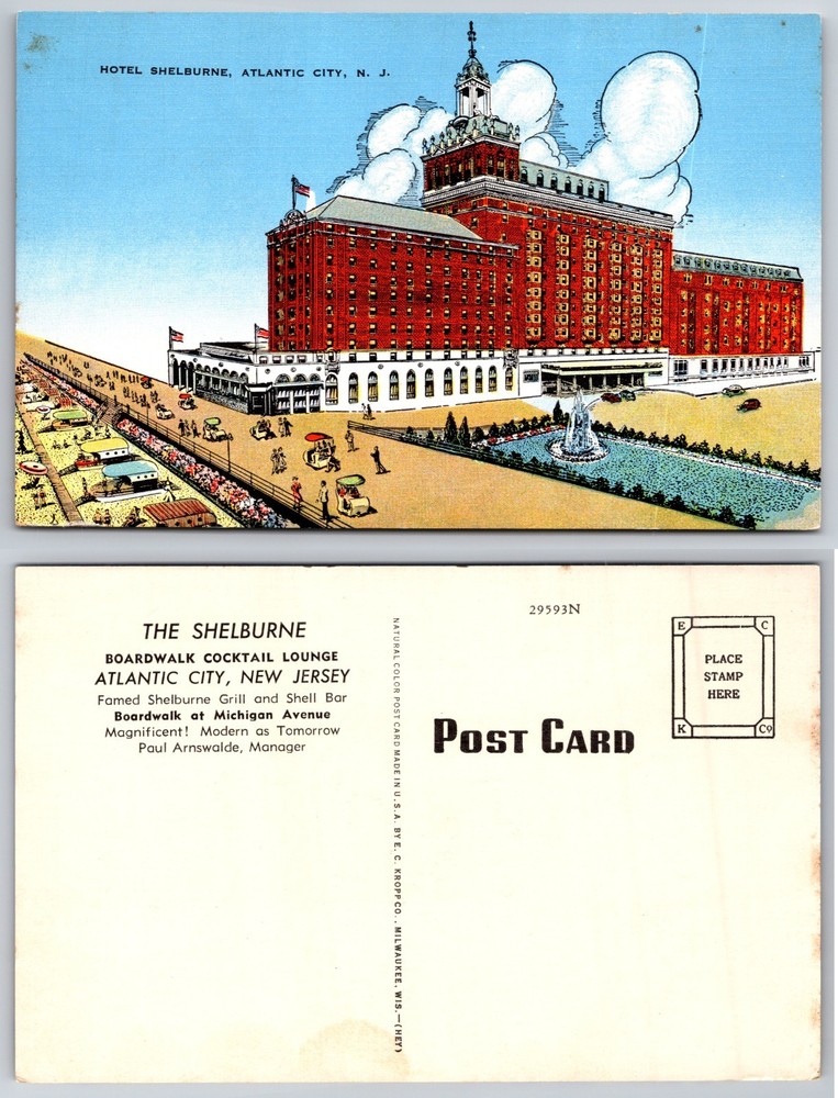 Hotel Shelburne Atlantic City NJ Postcard