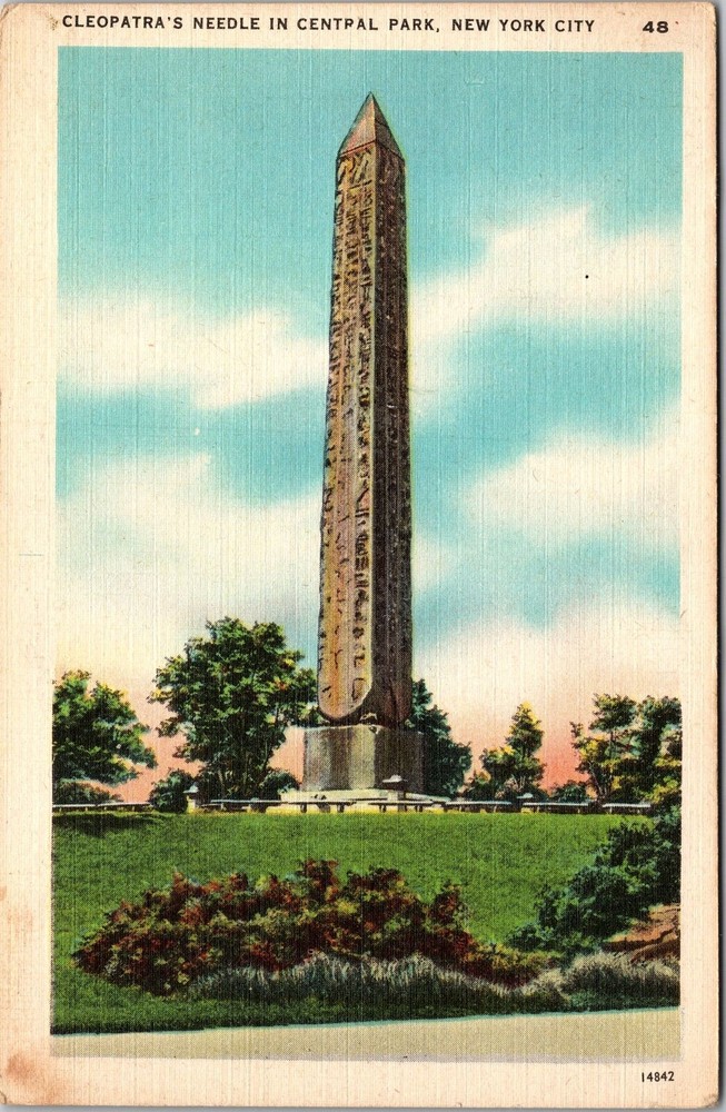 New York City NY, Cleopatra's Needle, Park, Vintage Postcard