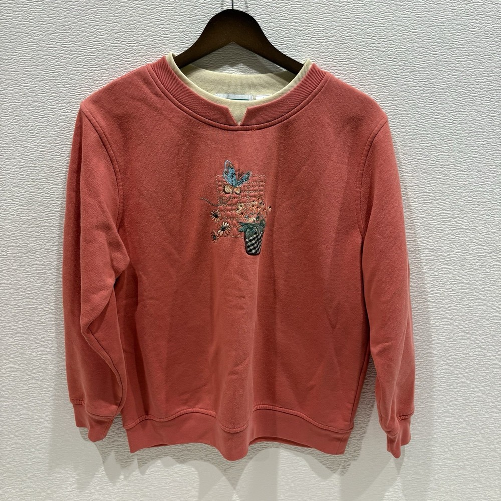 Vintage Granny Sweatshirt Women’s M Shenanigans Floral Embroidered Pull Over