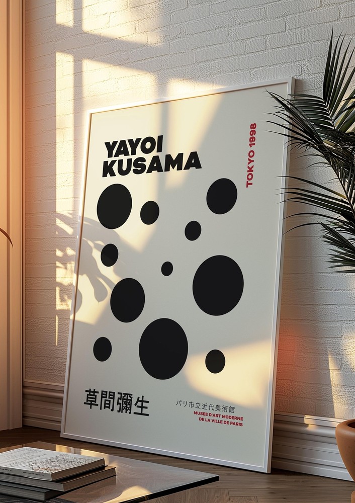 Yayoi Kusama Black Exhibition Poster Gallery Wall Art Geometric Abstract Print