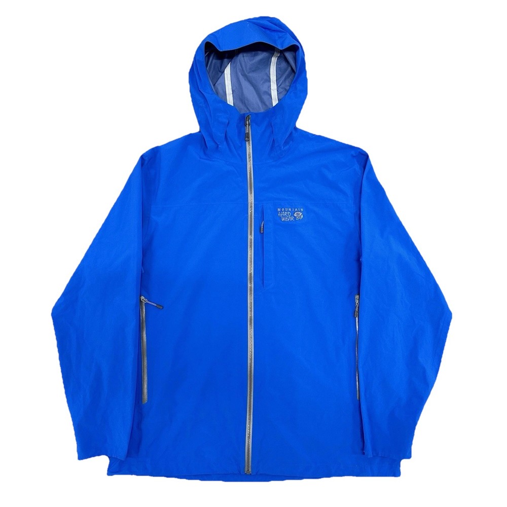 Mountain Hardwear Waterproof Jacket Blue Hooded Shell Mens XXL Rain Coat