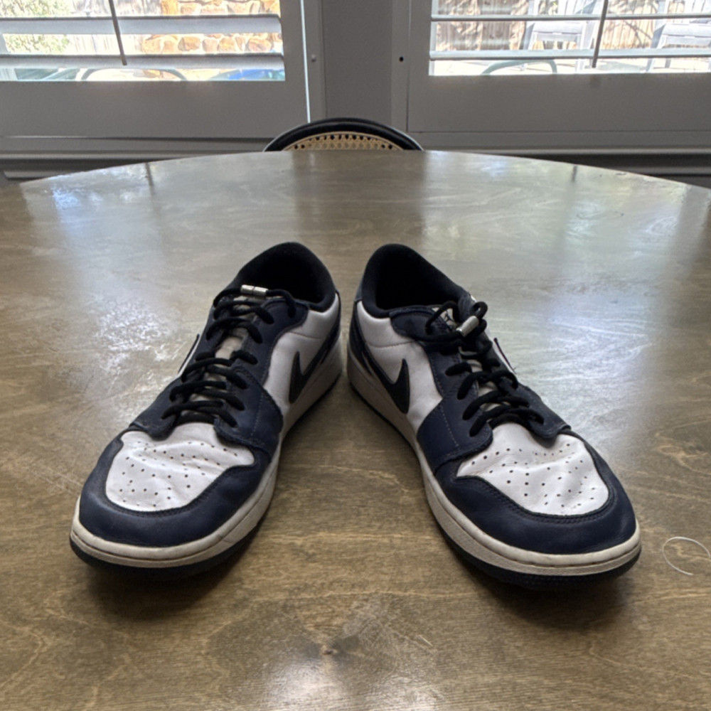 Jordan Air Jordan 1 Low Golf Men's Leather Sneakers White/Navy Low Top Lace Up
