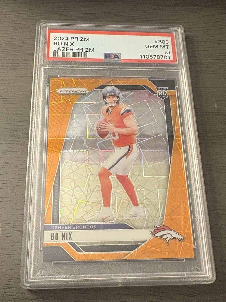 2024 Panini Prizm Rookies Bo Nix #309 Lazer Prizm (RC) PSA 10