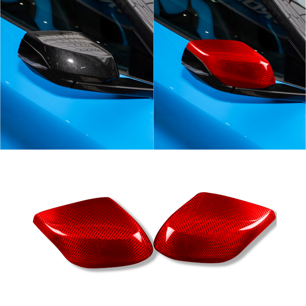Real Carbon Fiber Exterior Side Rearview Mirror Cover Trim For Corvette C8 20-up