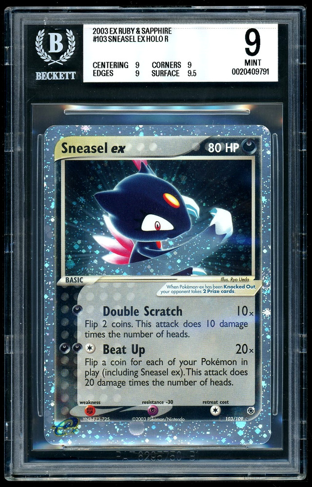 Pokemon Sneasel ex 2003 EX Ruby and Sapphire HOLO R BGS 9RCH IS ACCEPTING CONSIGNMENTS! UP TO 95% PAYOUTS!